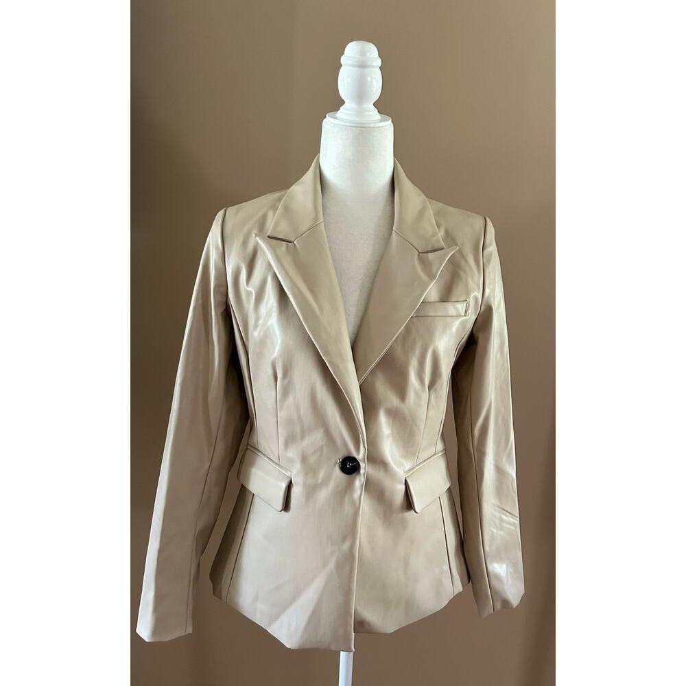 NEW Dance and Marvel Beige Faux Leather Blazer Style Jacket, Size S